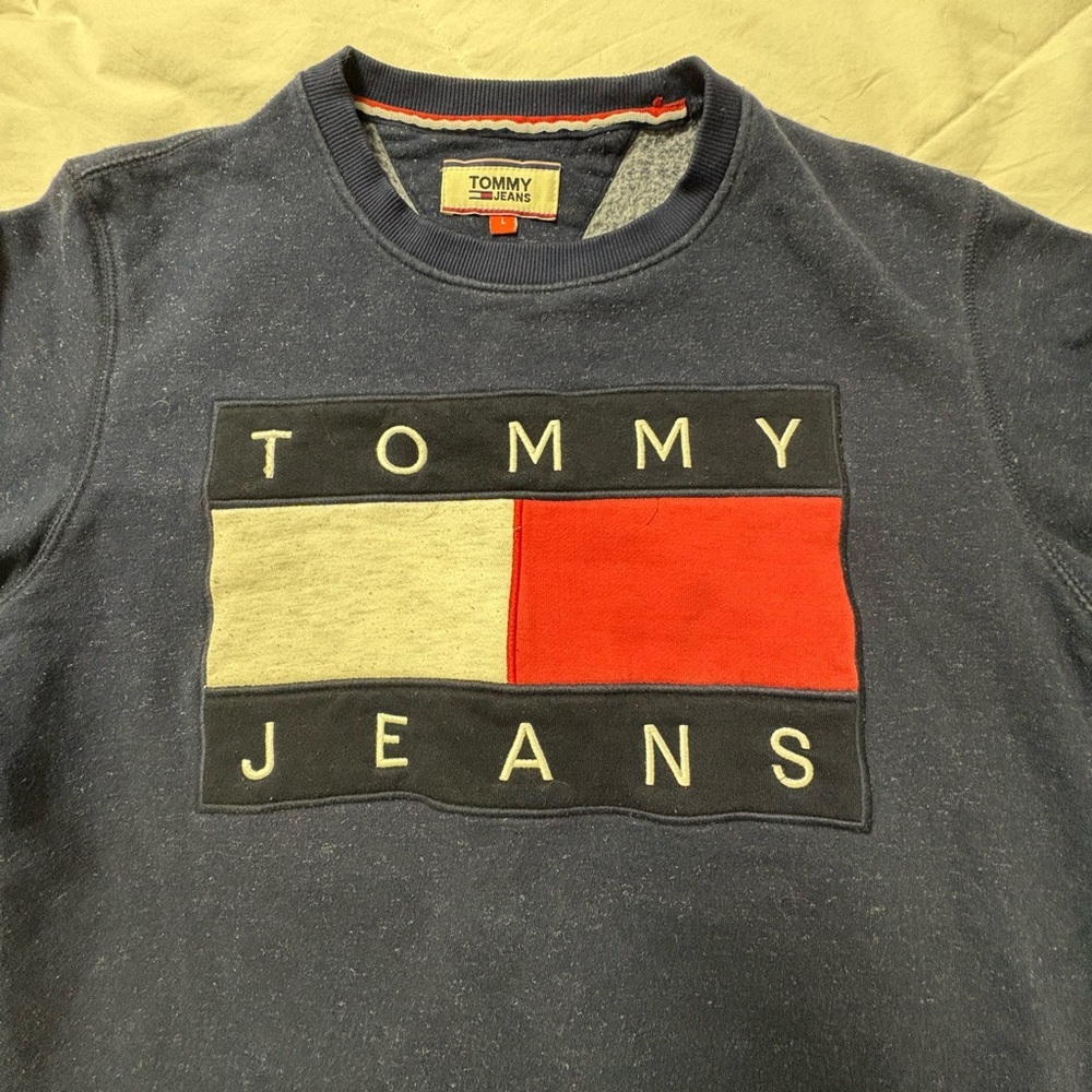 Vintage Tommy Hilfiger Flag Logo Crewneck Sweatshirt | Navy | 90s/Y2K Women’s L - Picture 5 of 9